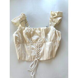 Forever 21 Womens LG Ivory Cropped Tank Milkmaid Croquette Renaissance